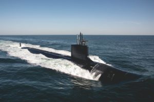 The Virginia-class submarine future USS Delaware (SSN-791) at sea for sea trials in the Atlantic Ocean on Aug, 31, 2019. (Photo: U.S. Navy)