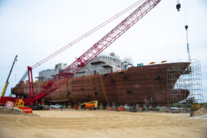 Construction underway of the Coast Guard's first offshore patrol cutter, the Argus. (Photo: Eastern Shipbuilding Group)