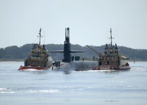 The Ohio-class ballistic-missile submarine USS Alaska (SSBN 732)(Gold) returns to its homeport at Naval Submarine Base Kings Bay, Ga. in September 2019. (Photo: U.S. Navy by Mass Communication Specialist 1st Class Ashley Berumen)