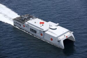 Graphic rendition of the Austal USA Expeditionary Medical Ship (EMS), based on the Spearhead-class Expeditionary Fast Transport Ships. (Image: Austal USA)