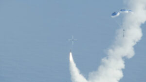 An Aerojet Rocketdyne Medium Range Ballistic Missile target with countermeasures is air launched from a C-17 aircraft off the coast of the Pacific Missile Range Facility, Hawaii, during Flight Test Other-23 (FTX-23) on February 8, 2024. (Photo: Missile Defense Agency)