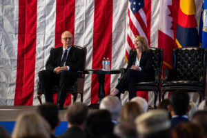 Canada Minister of Defense Bill Blair and Deputy Secretary of Defense Kathleen H. Hicks attend the U.S. Northern Command and North American Aerospace Defense Change of Command ceremony at Peterson Space Force Base, Feb. 5, 2024. (DoD photo by U.S. Air Force Senior Airman Cesar J. Navarro)