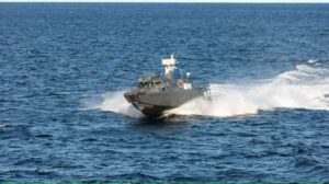 Saab’s Enforcer III, the company’s platform for developing autonomous functions, using a converted Combat Boat 90. The platform was tested in 2022 in a joint trial with the Swedish Navy. (Photo: Saab)